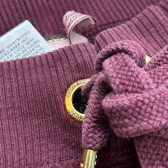 Vintage Juicy Couture Y2K Maroon Velour Track Pants with Gold Hardware Chains - Picture 3 of 8